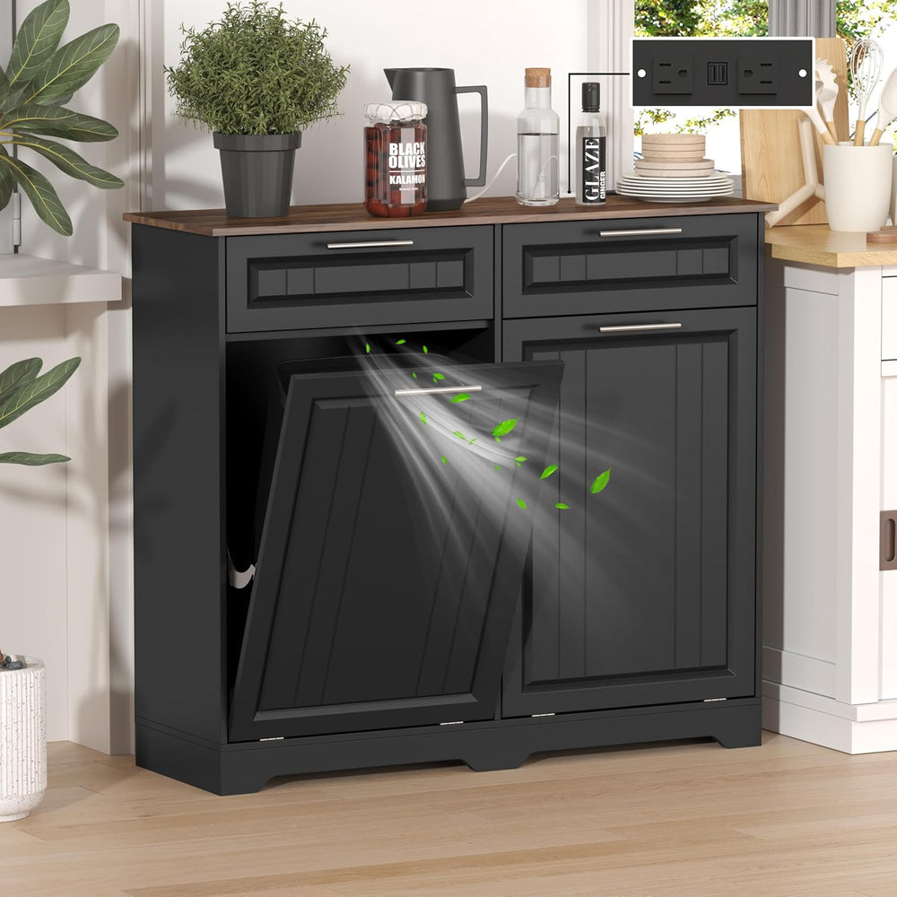 Double 10 Gallon Tilt Out Trash Can Cabinet