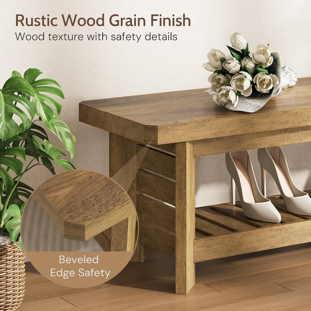 63" Entry Way Bench, Long Wood Entryway Benches for Dining Room Bedroom,...
