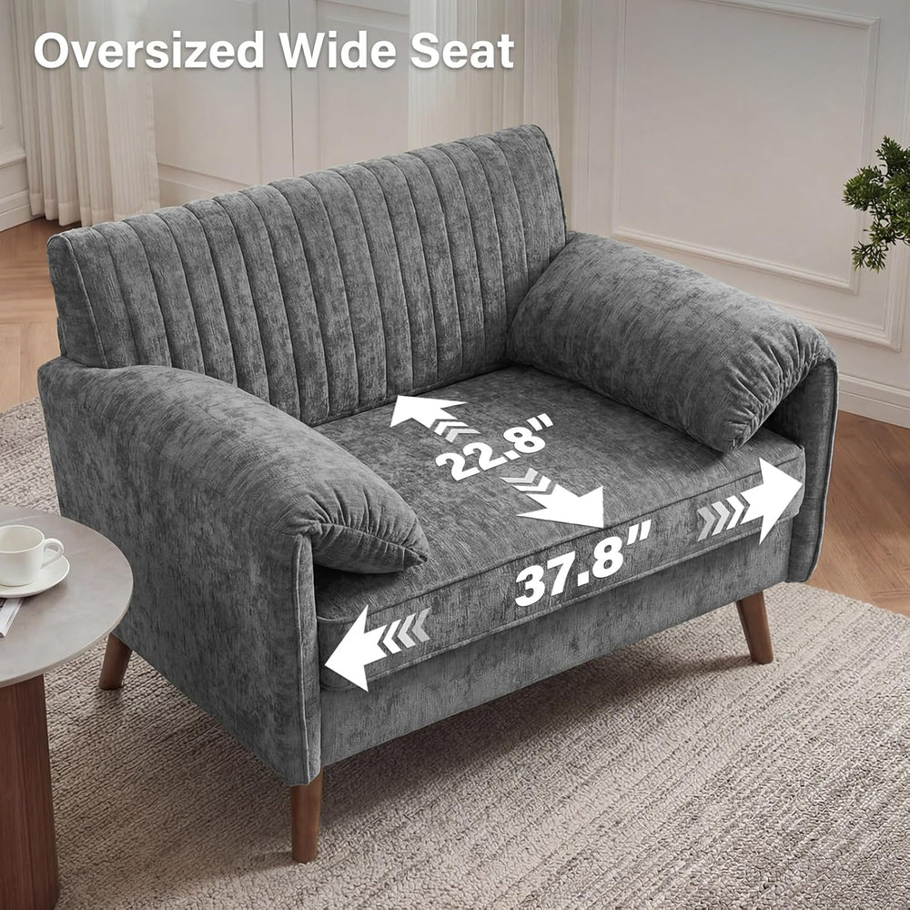 Modern Elegant Oversized Accent Armchair Set of 2, 43.3" Chenille, Gray
