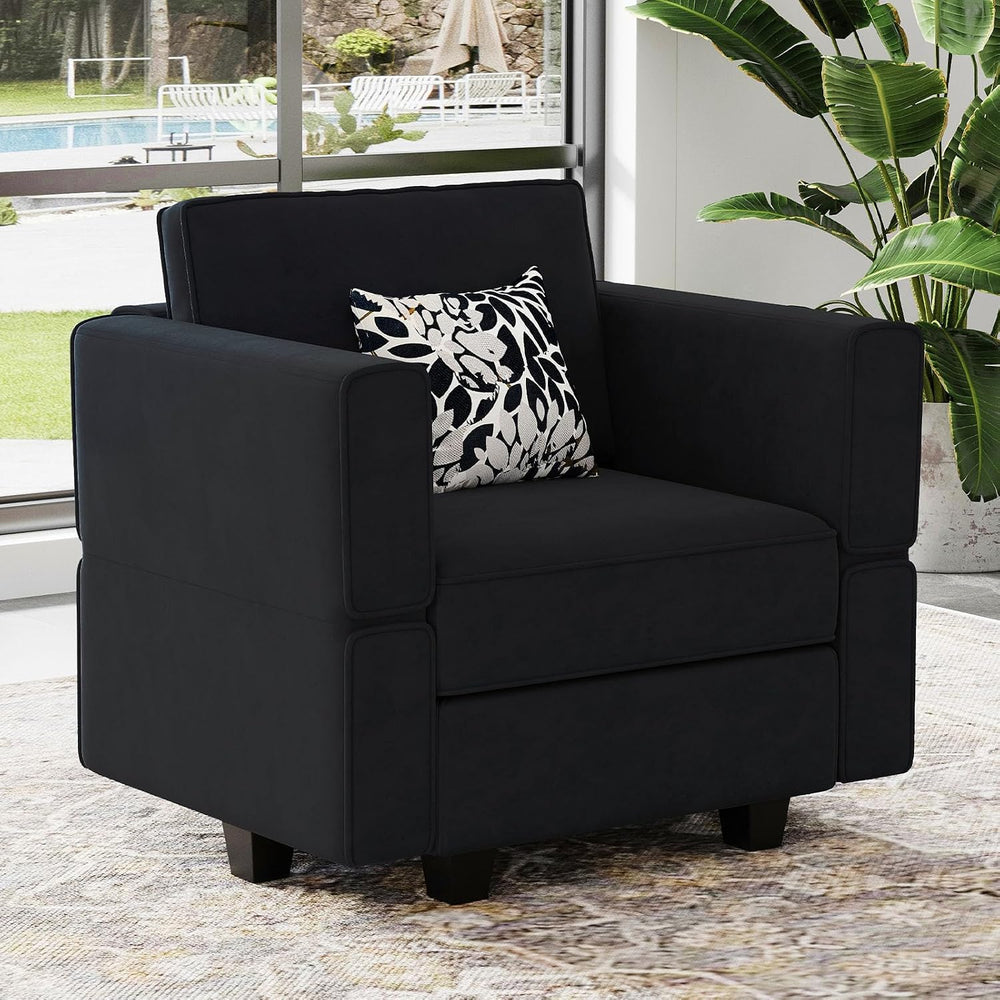 Belffin Modular Sectional Arm Accent Chair with Storage Seat Velvet Armchair ...