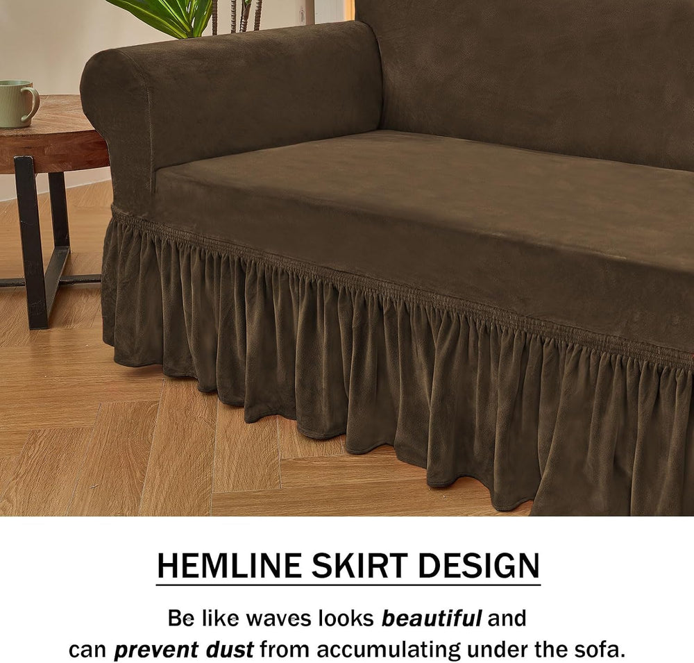 NICEEC Brown Armchair Covers Arm Chair Cover Armchair Slipcovers with Skirt
