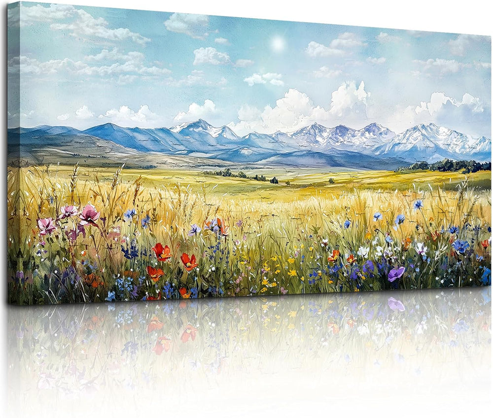 SERIMINO Wilderness Meadow Wall Decor, Wildflower Art Prints 24"X48"