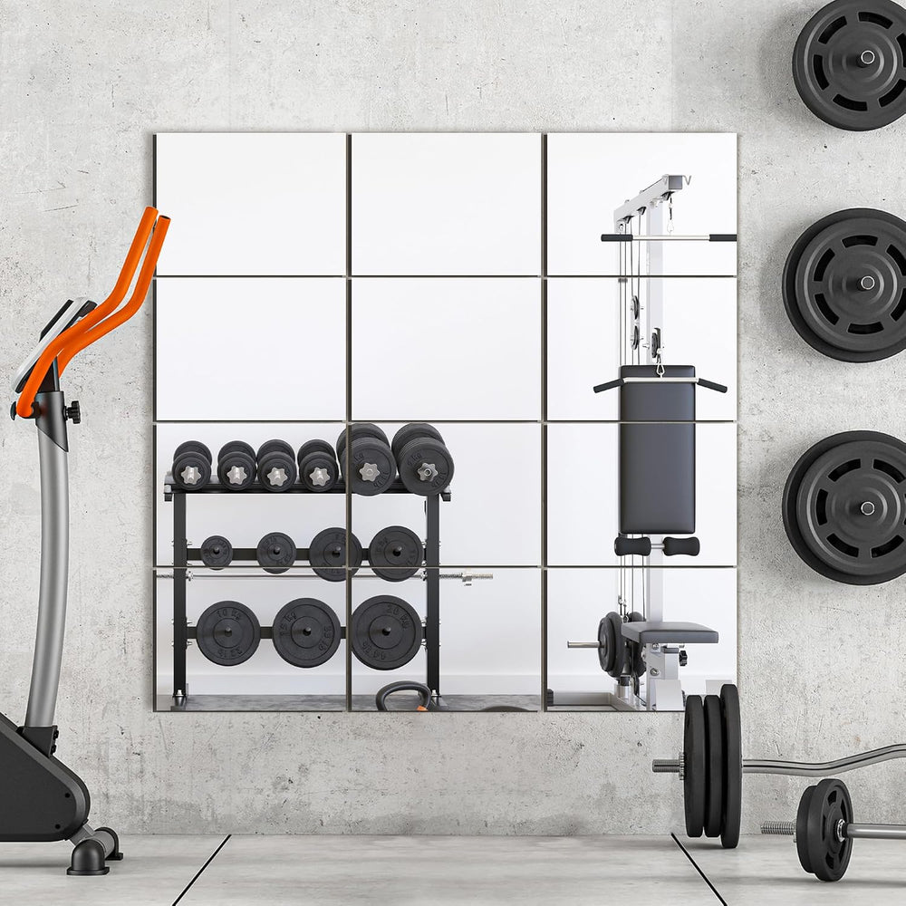 TRAHOME Wall Mirror Tiles, 16"x12"x12PCS Full Length Home Gym Mirror