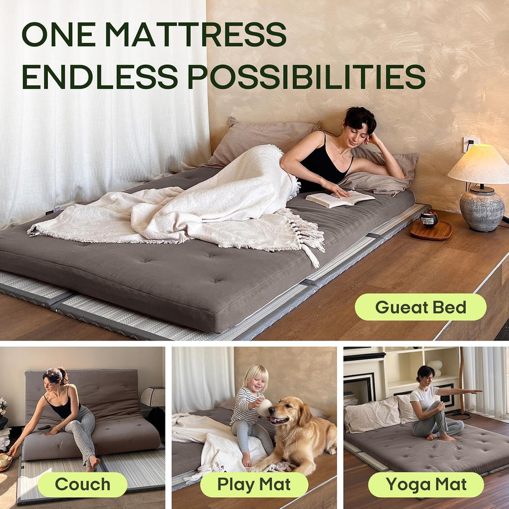 ZonLi Japanese Floor Futon Mattress 100% Cotton Cover Foldable Portable