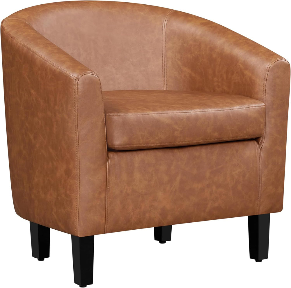 Yaheetech Accent Chairs, Faux Leather Barrel Armchairs, Brown