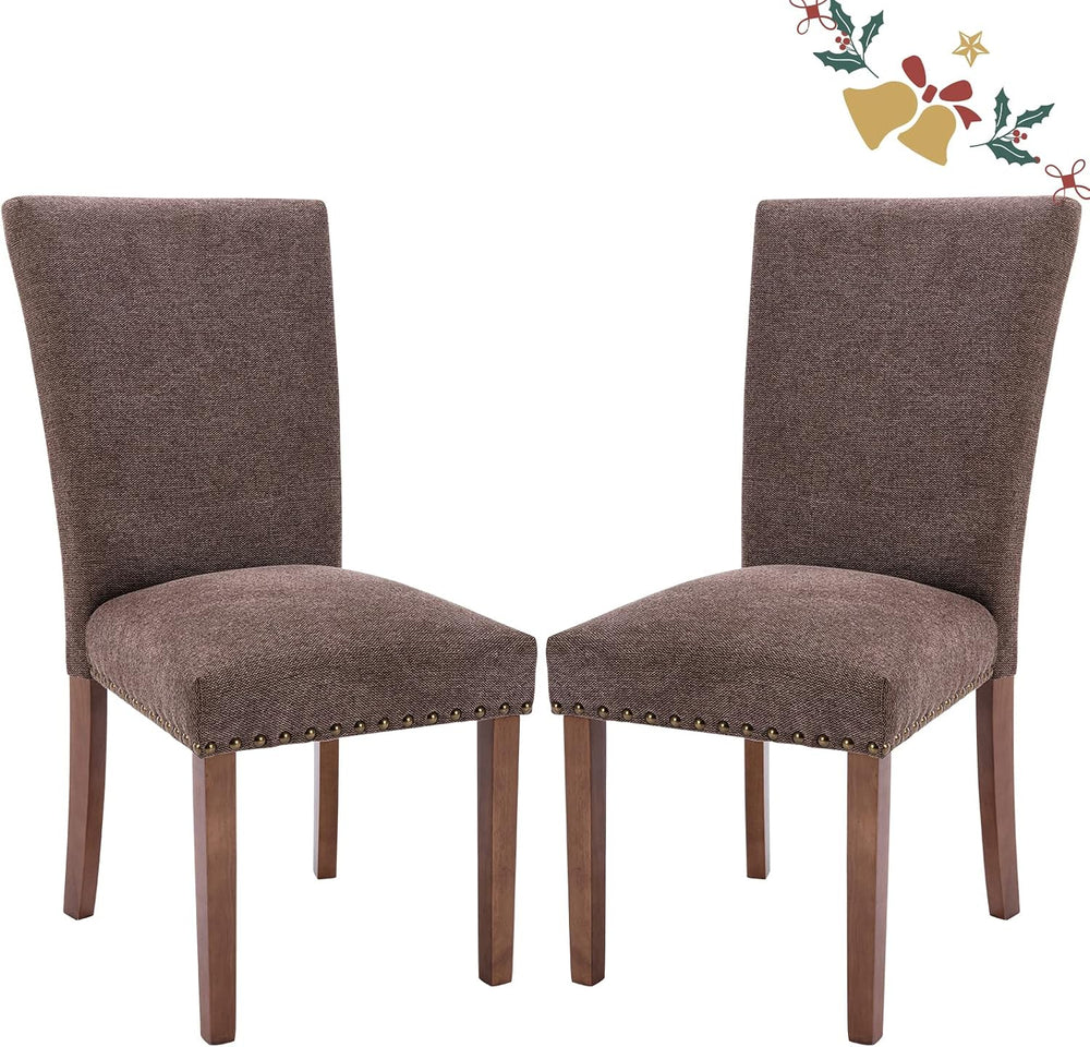 Parsons Dining Chairs Set of 2, Upholstered Nailhead Dining Room Kitchen Side...