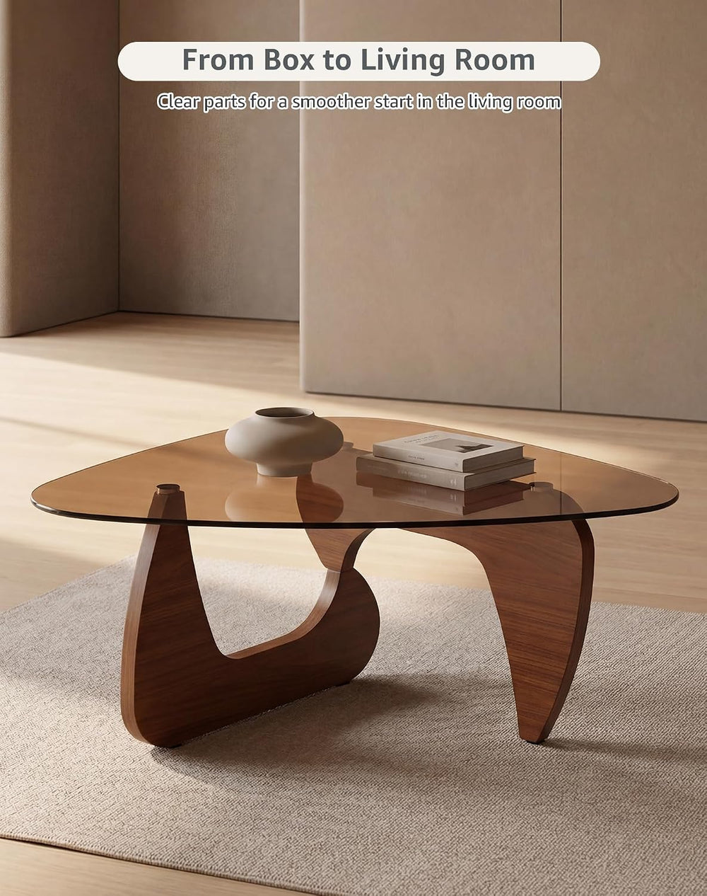 Smoked Glass Coffee Table for Living Room, 35.82" Small Triangle Coffee ...