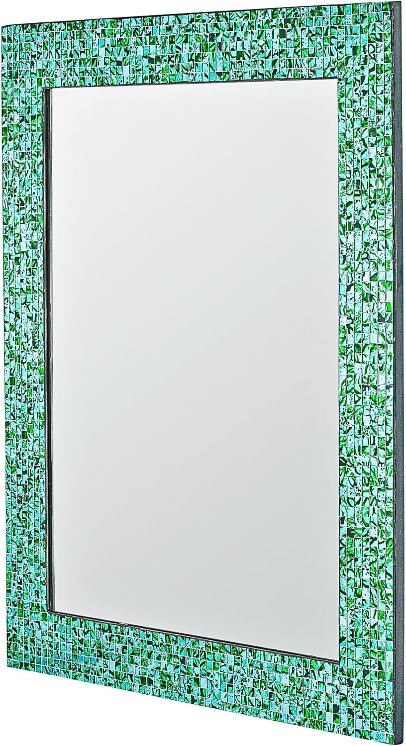 30" x 24" Handmade Mosaic Glass Wall Mirror, Decorative Framed Acce...