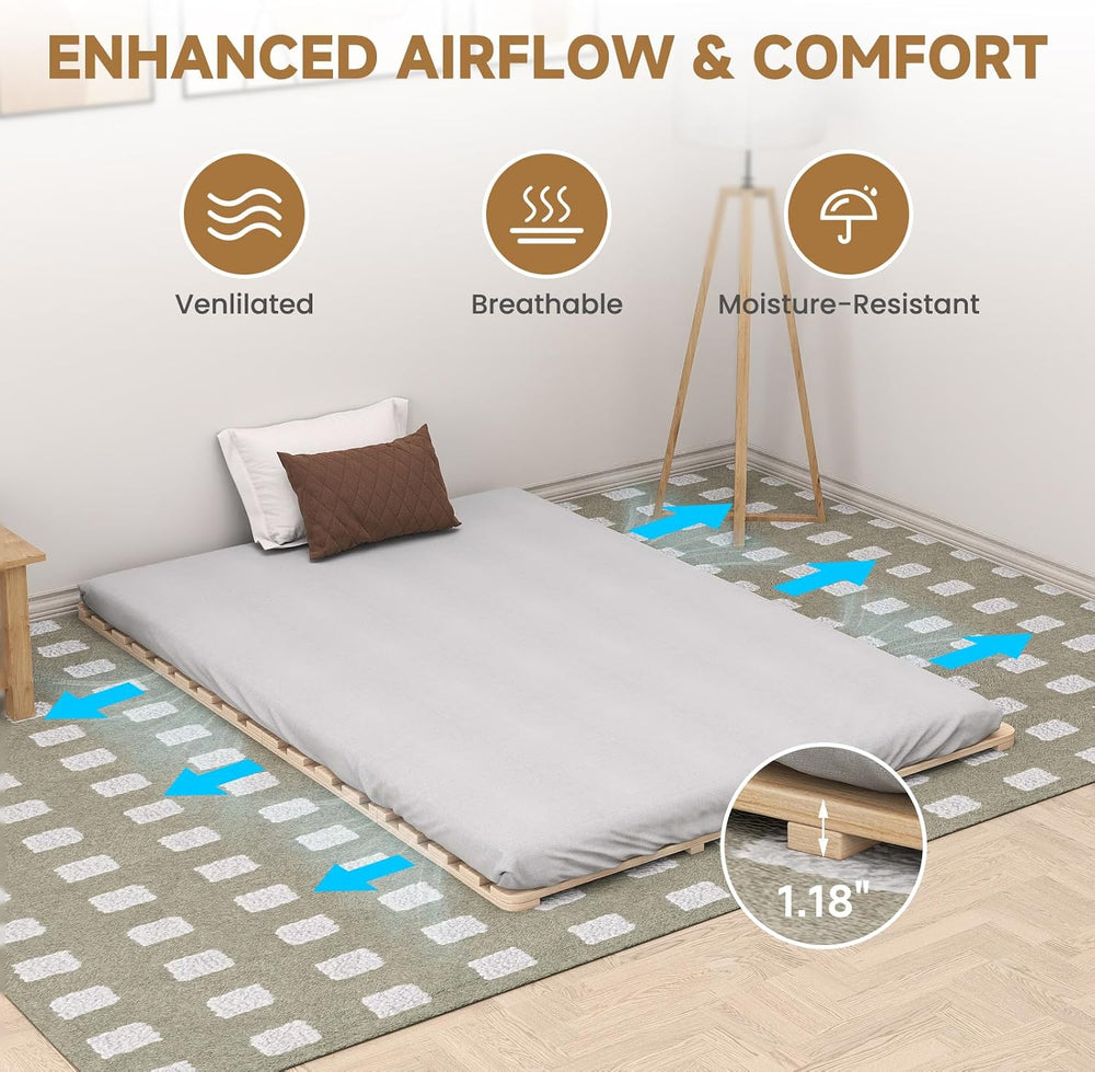 LILYPELLE Floor Bed Frame Full, Foldable Tatami Bed Frame Futon Frame
