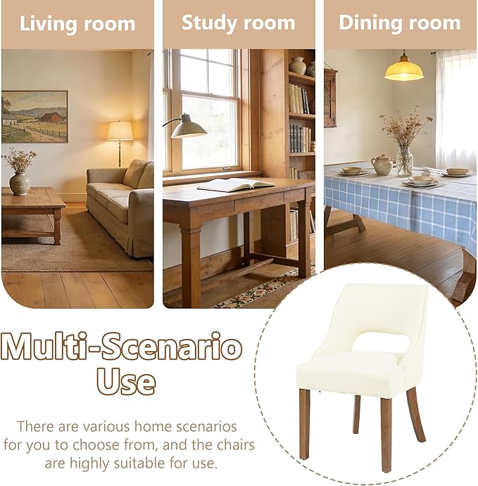 ClinQ Wooden Dining Chairs Set of 2, Modern Fabric Upholstered Kitchen Chairs...