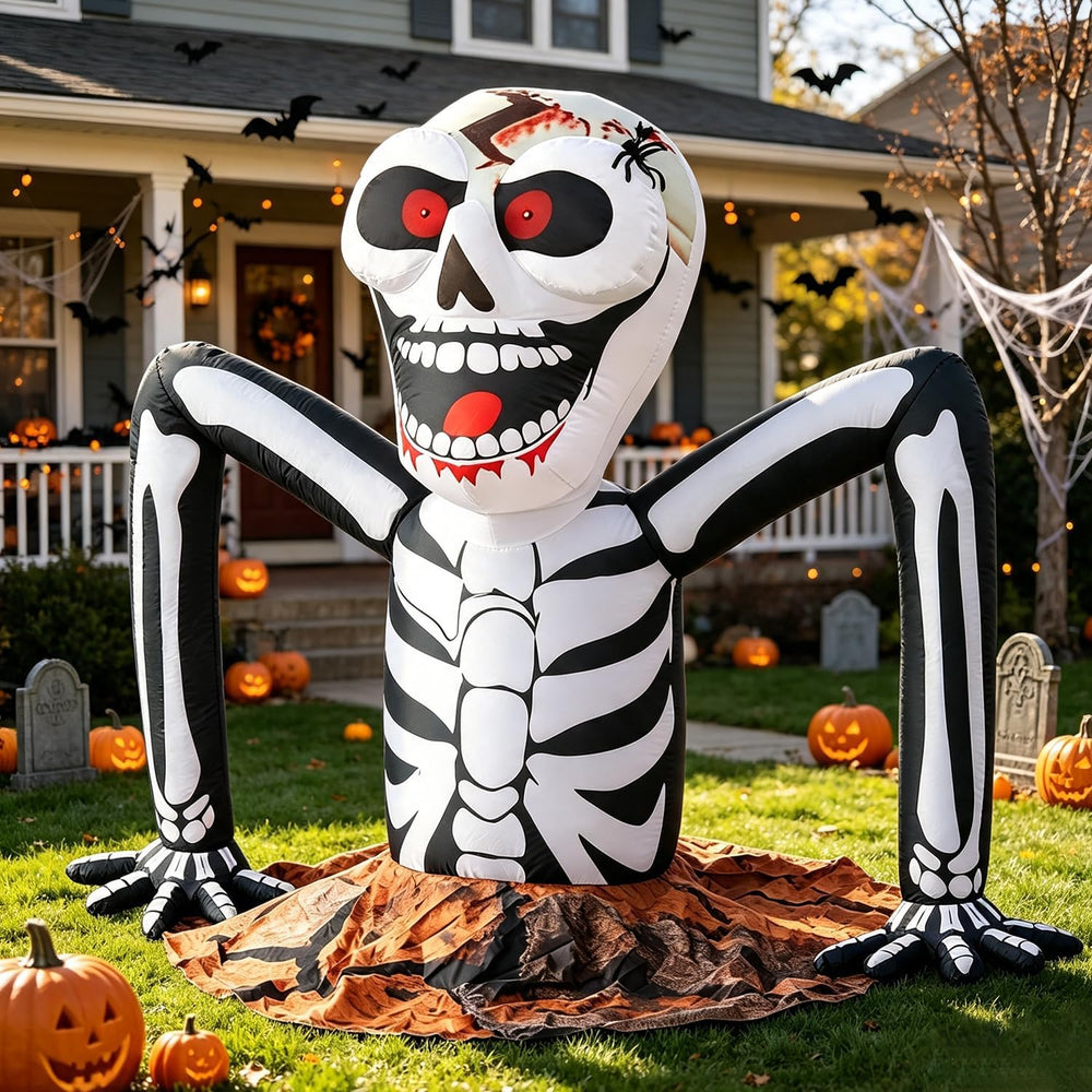 5 FT Halloween Inflatable Skeleton Rising from Ground Outdoor Decoration
