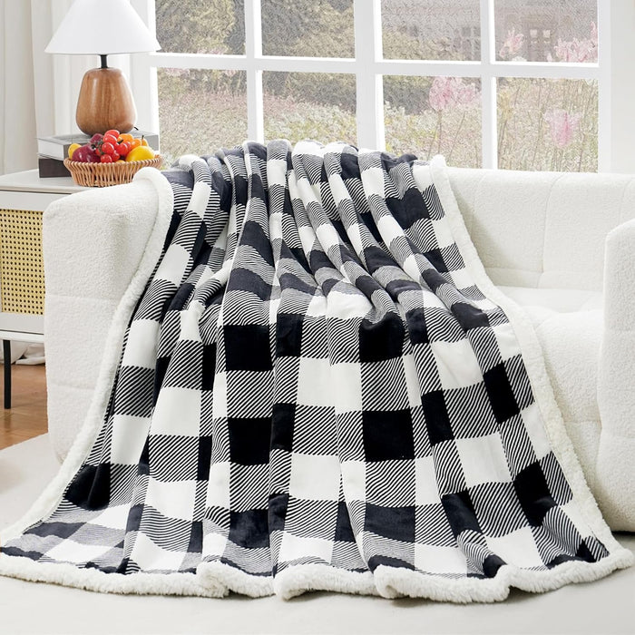 PU MEI Sherpa Fleece Throw Blanket 80" x 90" Reversible Plush Fluffy Large Big