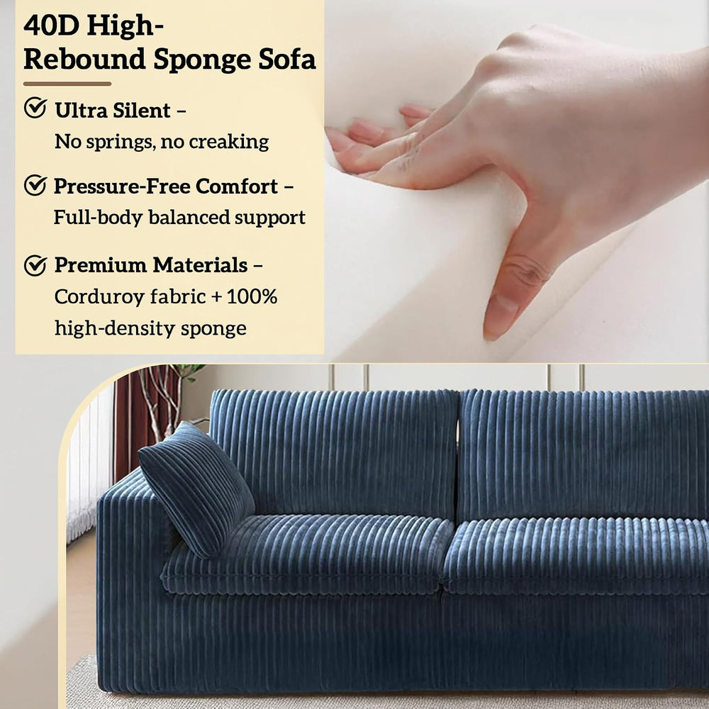 118" Cloud Couch Oversized Modular Sectional Sofa, Boneless L-Shaped 5 S...
