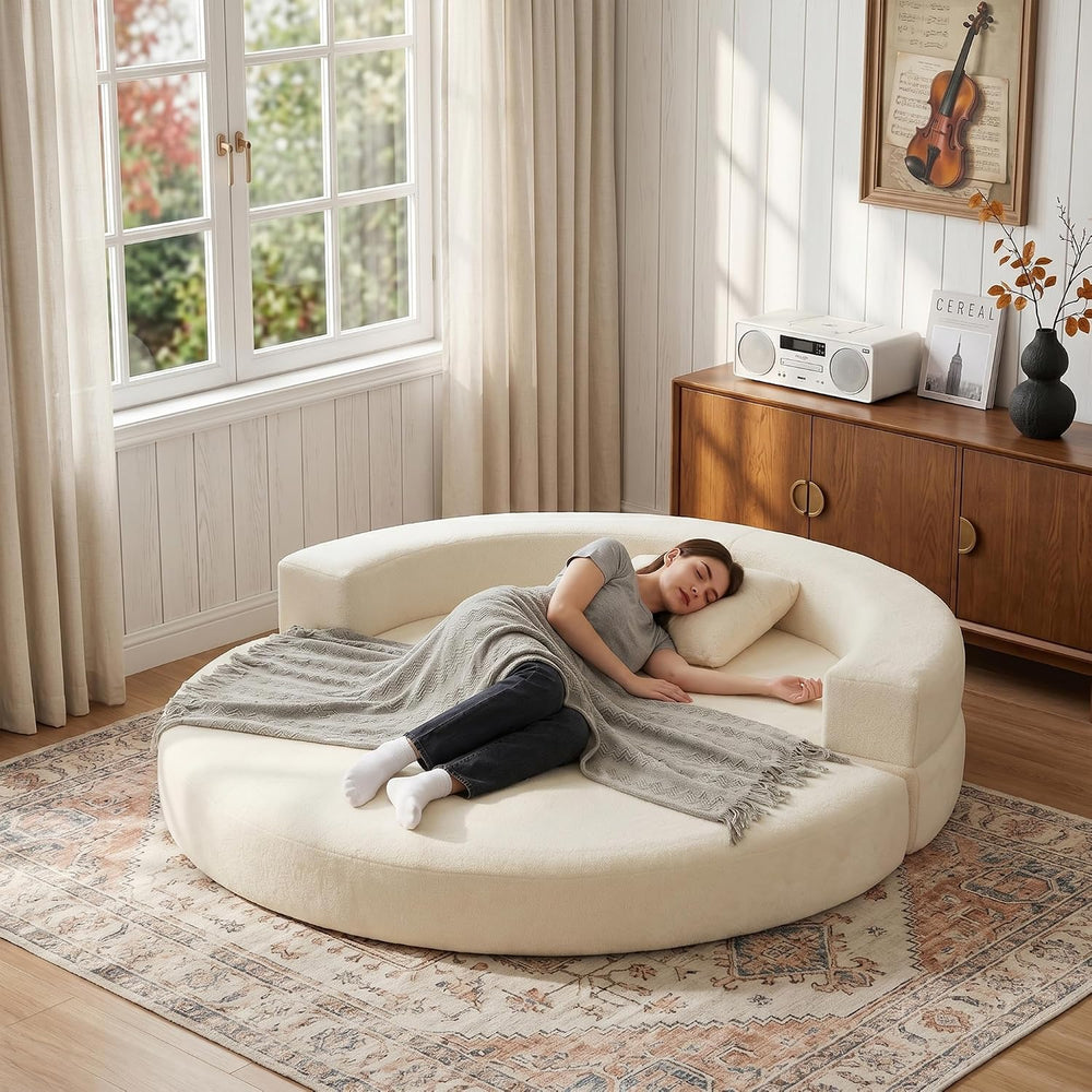 Mofolit 71" Boneless Couch Loveseat Folding Sofa Bed Convertible Round F...