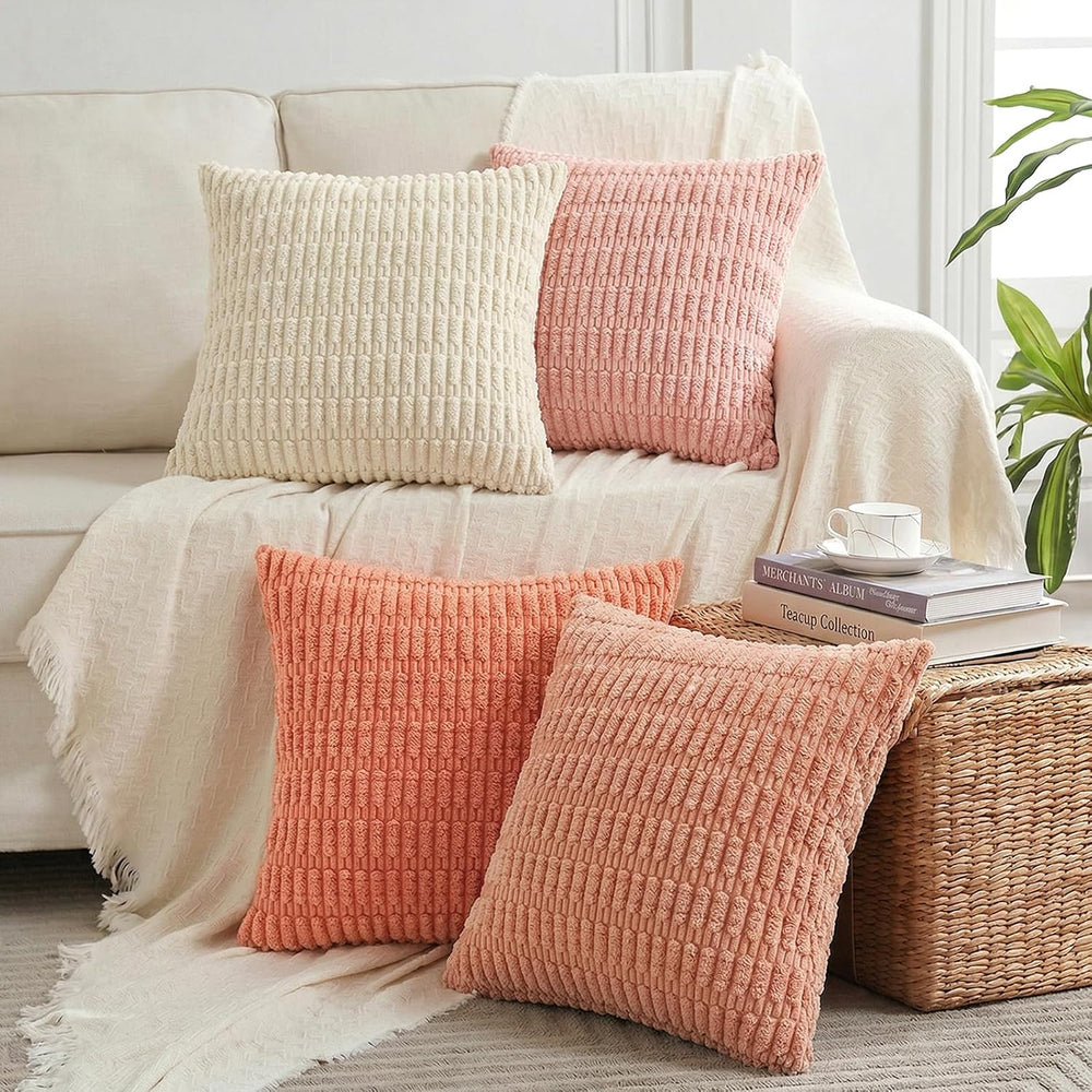 Fancy Homi 4 Packs Boho Blush Pink Euro Decorative Throw Pillow Covers 26x26