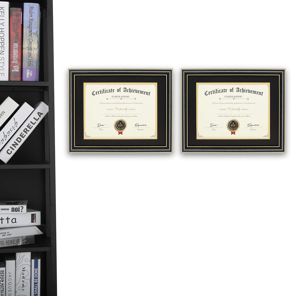 ELSKER&HOME 11x14 Diploma Frame with Black Mat,Real Wood Black