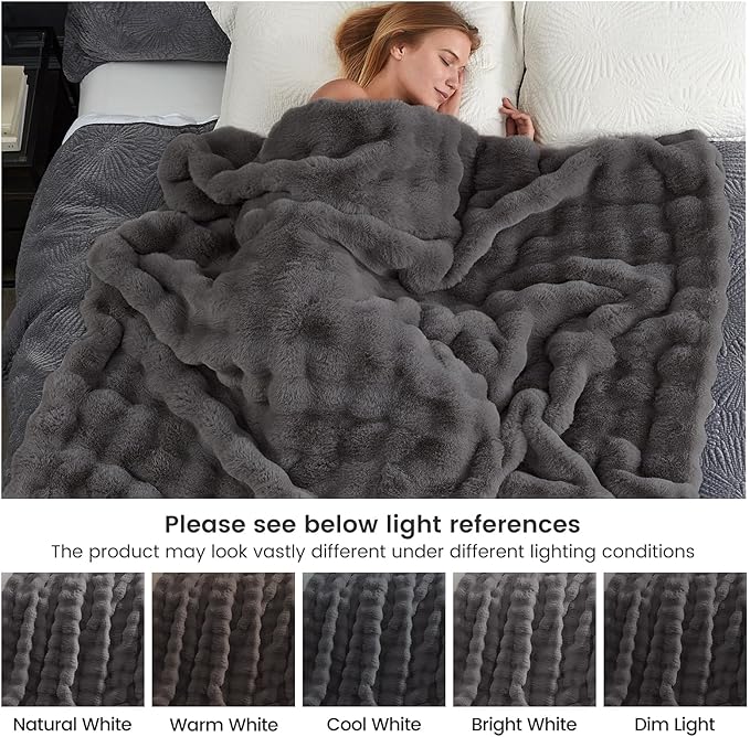 Cozy Bliss Faux Fur Bubble Throw