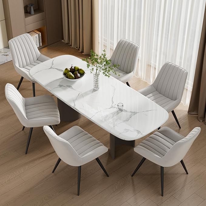 Dining Chairs Set of 6, Mid Century Modern Kitchen Chairs with Soft Cushion, ...