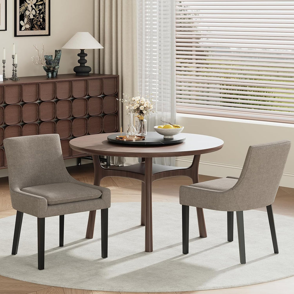 COLAMY Upholstered Dining Chairs Set of 2 with Mid Back and Wood Legs, Modern...