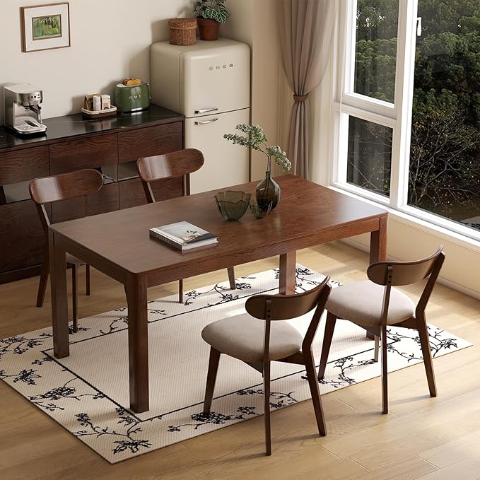 100% Solid Oak Dining Chairs, Mid Century Modern Dining Chair with Curved Bac...