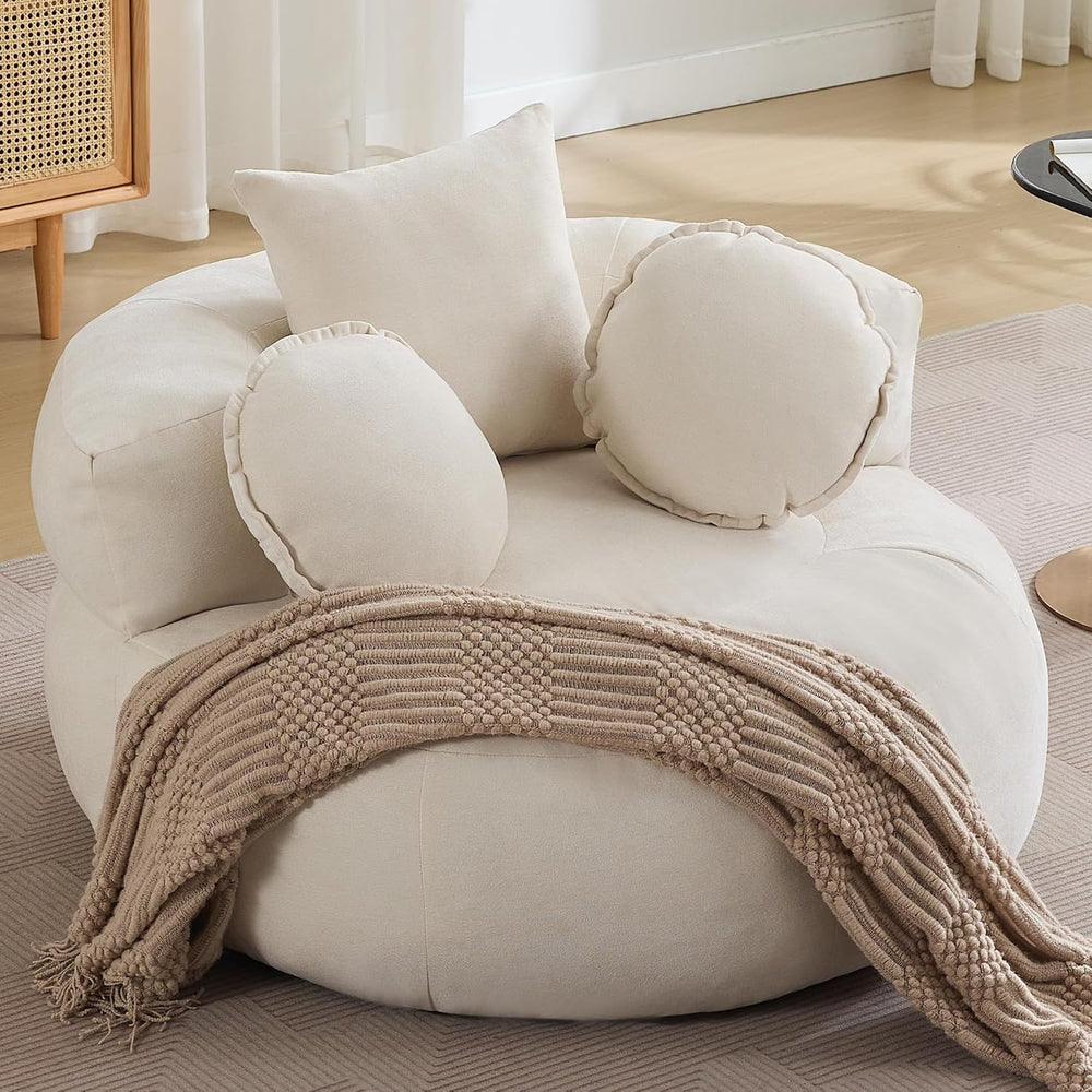 WUTUTUEE Round Oversized Chair Floor Sofa Chair, Chenille Compressed Circle C...