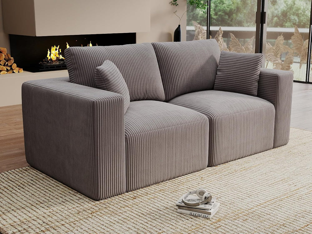 Modular Loveseat Couch Cloud Couches for Living Room - 79" Boneless Sofa...