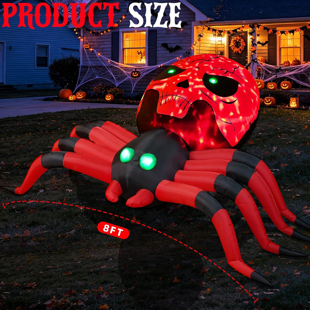 Spider Inflatable Halloween 8FT Giant Spider with Disco Flashing LED Lights, ...