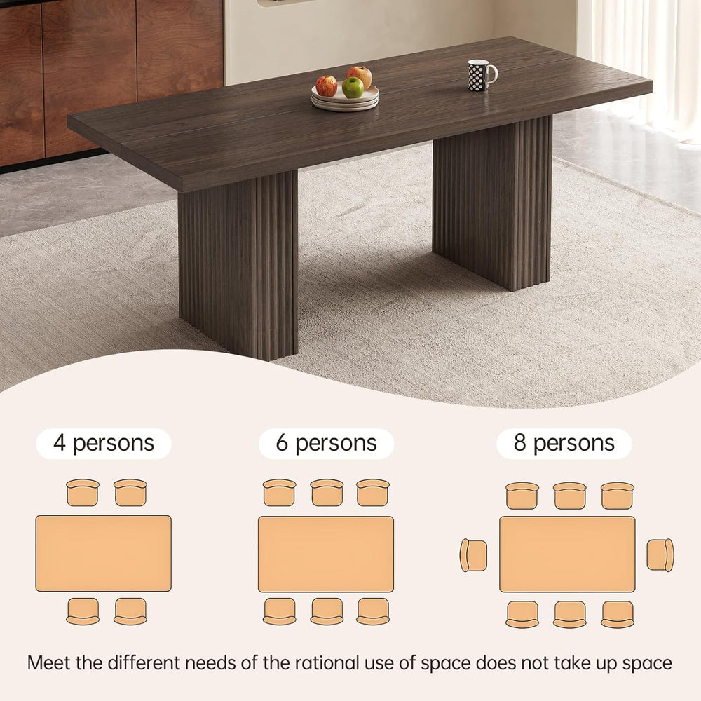 Farmhouse Dining Table for 4-6, 66.9" Modern Wood Kitchen Table with Dou...