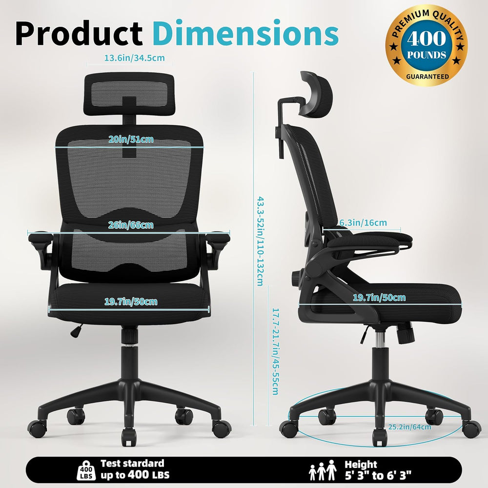 Ergonomic Office Chair,Mesh Office Chair with Lumbar Support,High Back Desk C...