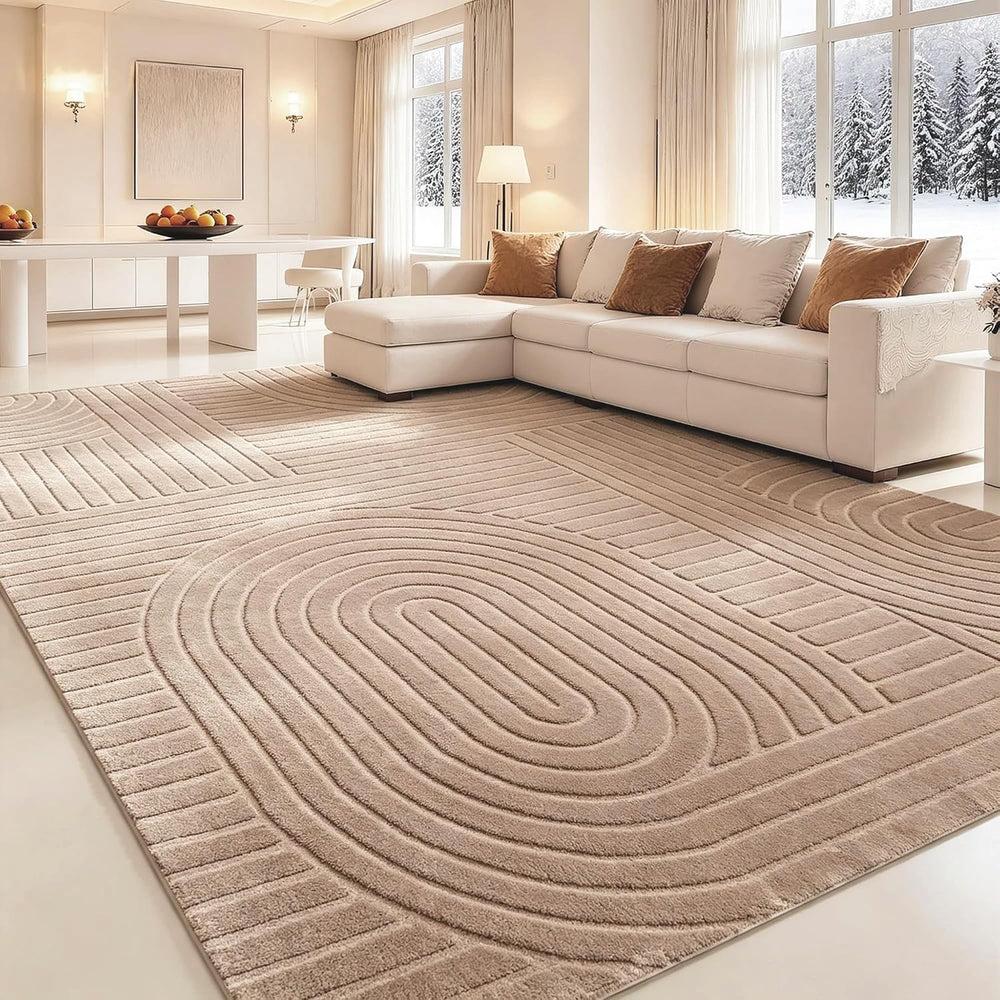 Brown Solid Area Rug 8x10, Washable Non Slip Rugs for Living Room