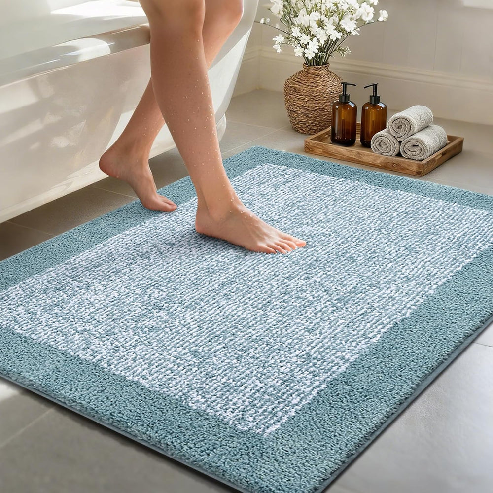48x32 Large Bathroom Rugs Washable Non Slip, Dusty Blue Bath Mat