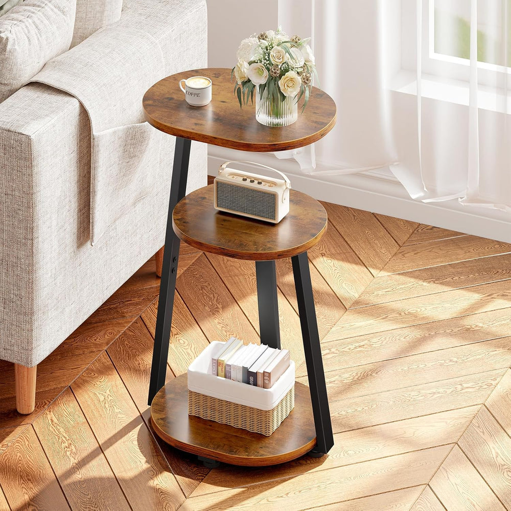 Kalrin Side Table, Small End Table with Metal Frame, 3-Tier Bedside Tables, R...