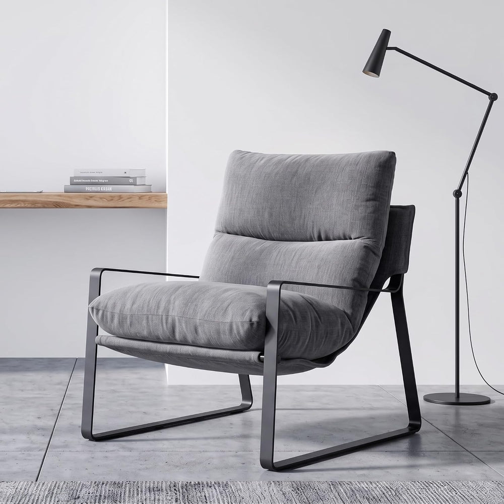 LukeAlon Modern Linen Accent Armchair, Grey