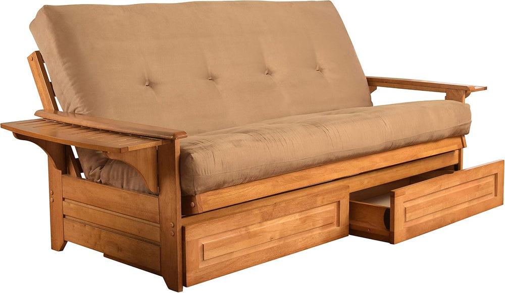 Lakefront Complete Futon - Drawers, Frame and Mattress Set - Arm Tray 8"...