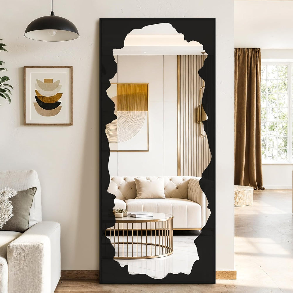 Full Length Mirror for Wall, 70"x30" Black Abstract Wall Decor Mirror