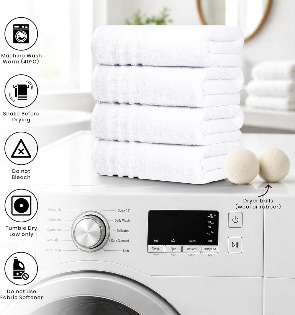 Bath Towels Set of 4 Extra Large Towels Set, 30x60 in, 100% Uzbek Cotton 600 ...