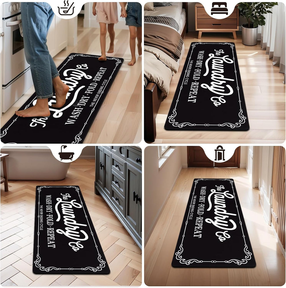Pauwer Laundry Room Rug Runner 24"x60", Non Slip Waterproof Mat, Bl...