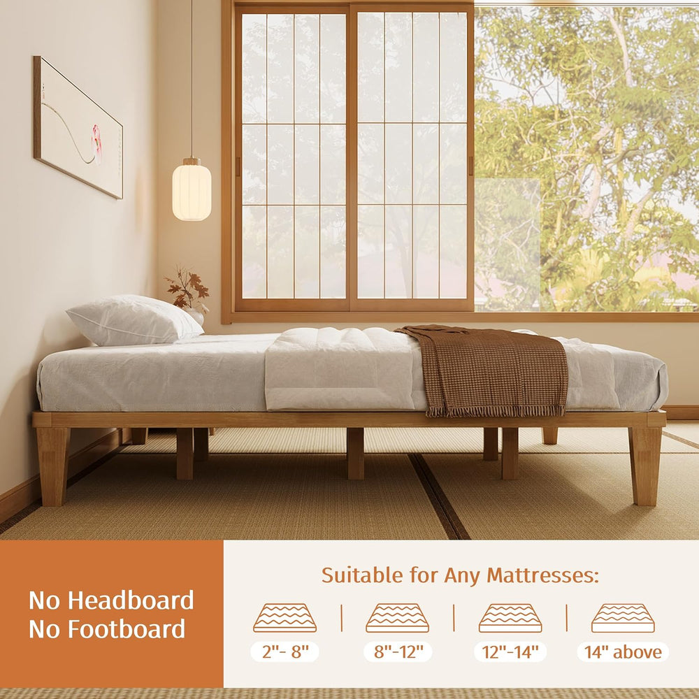 IOTXY Full Platform Bed Frame - 12" Solid Wood Mattress Foundation Base
