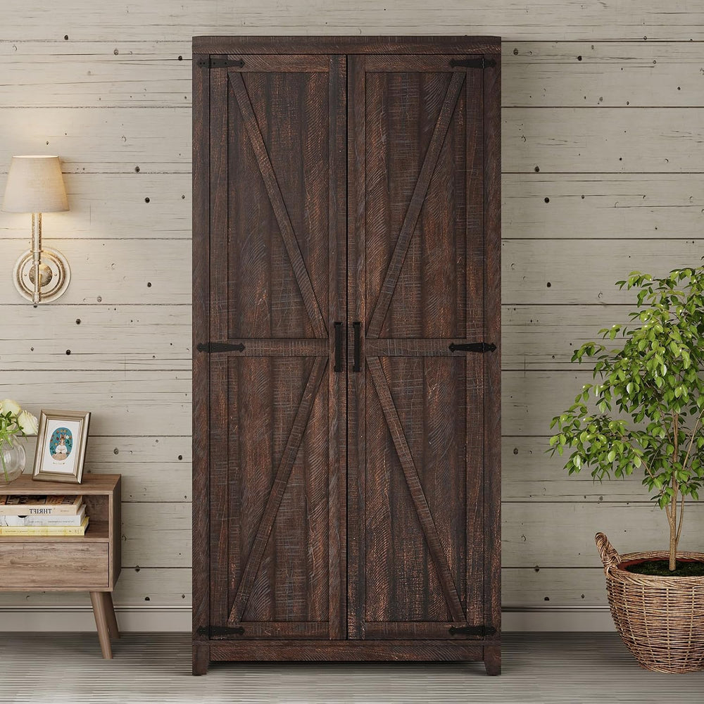 AMERLIFE 71'' Farmhouse Armoire Wardrobe Closet Set of 2