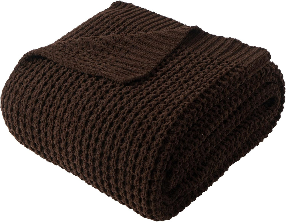 Brown Throw Blanket for Couch, Soft Chenille Knit Throw Blanket 60x80in