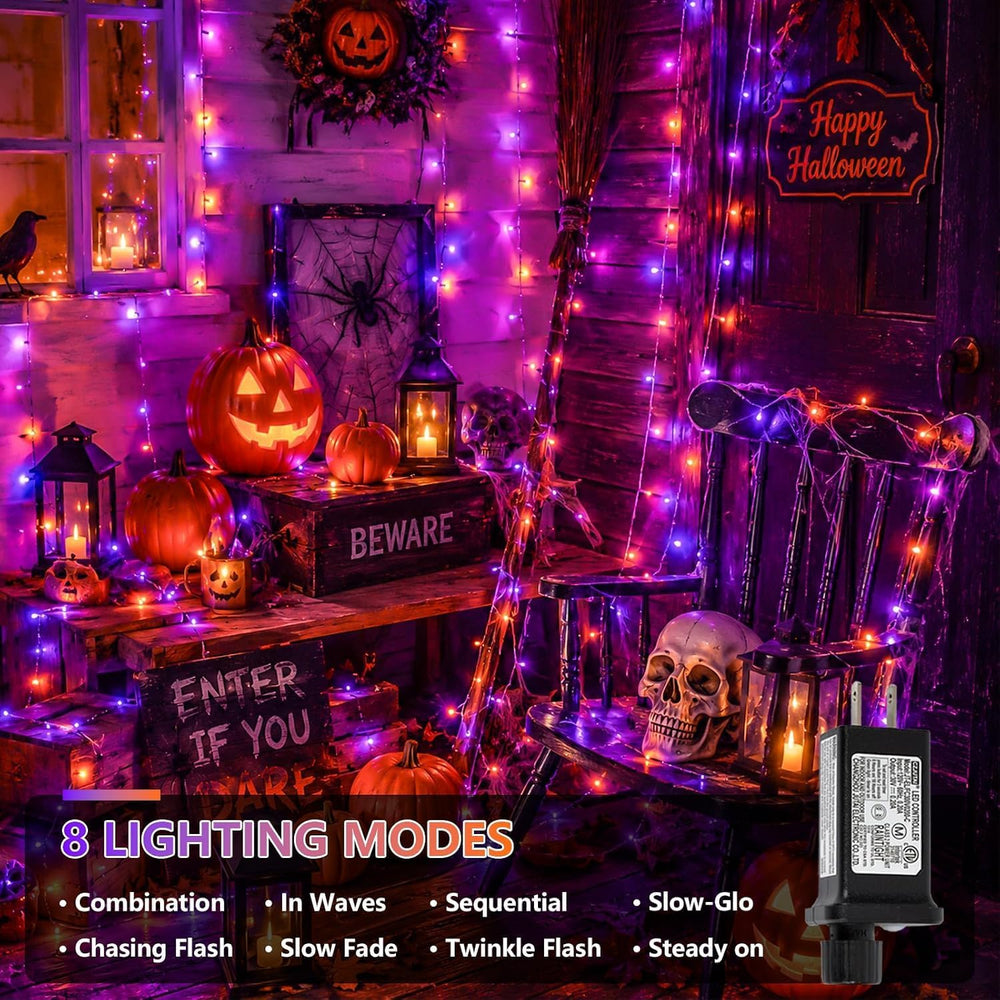 Halloween String Lights Orange and Purple 165ft 500 LED
