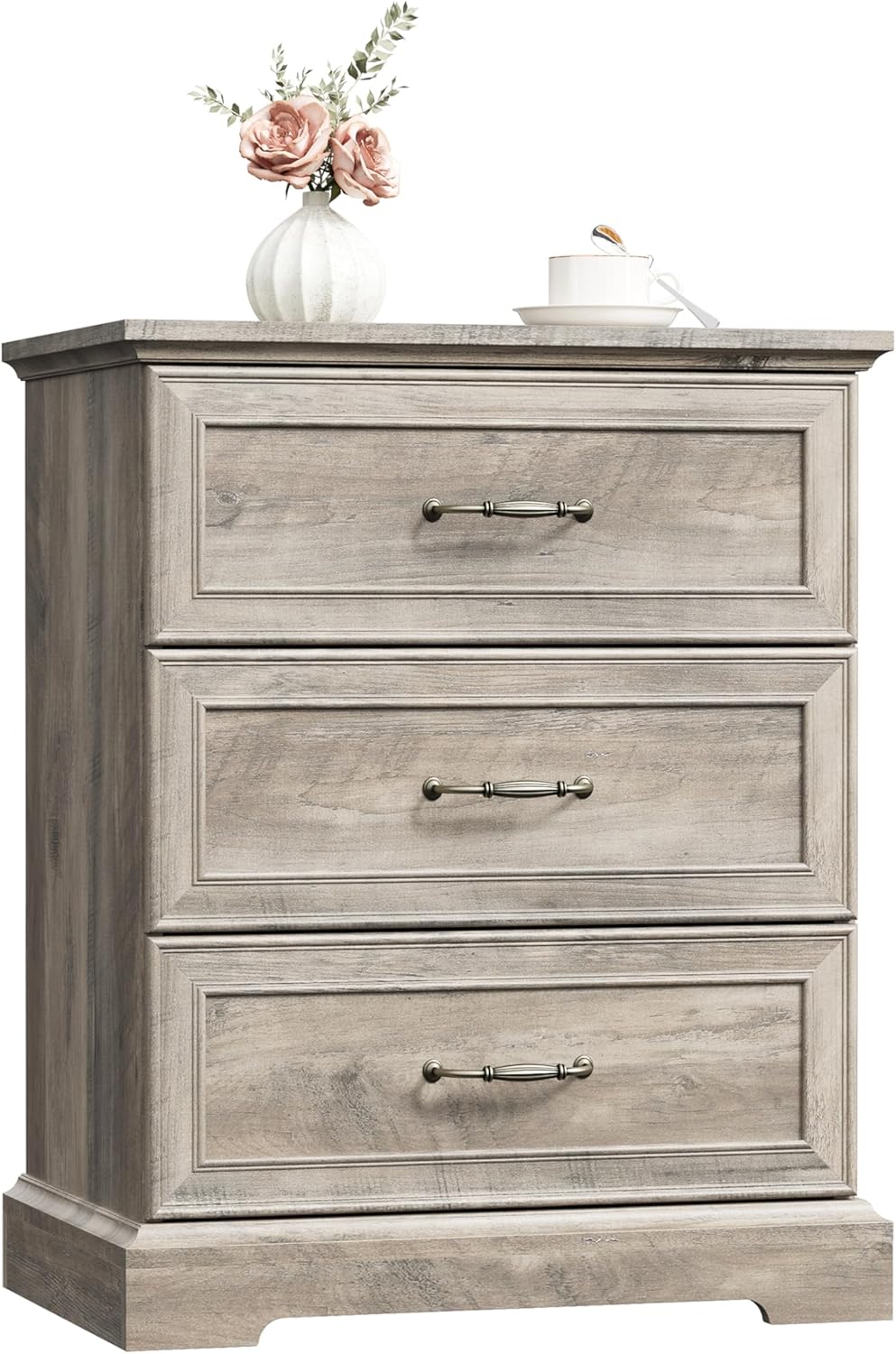 3 Drawer Dresser for Bedroom, 24" Wide Wooden Chest of Drawers, Rustic F...
