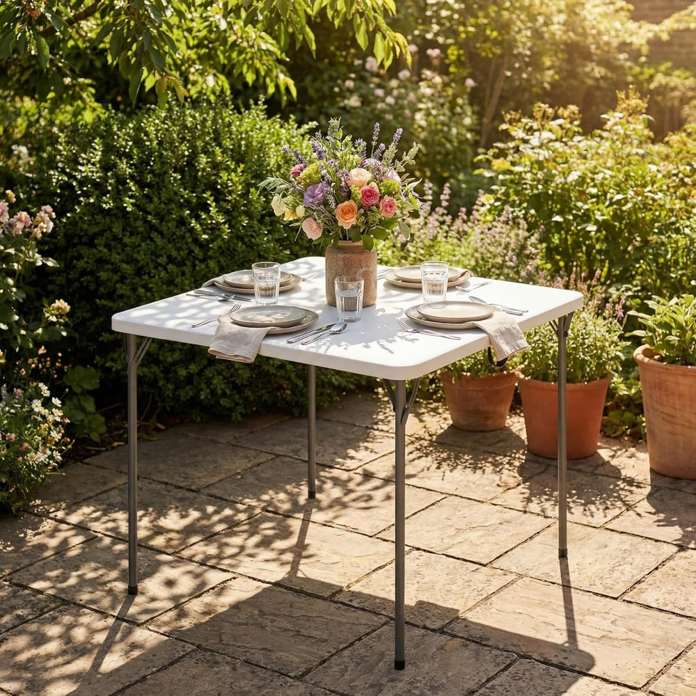 34" Square Folding Table for 4 Person, 330lbs Weight Capacity Foldable T...