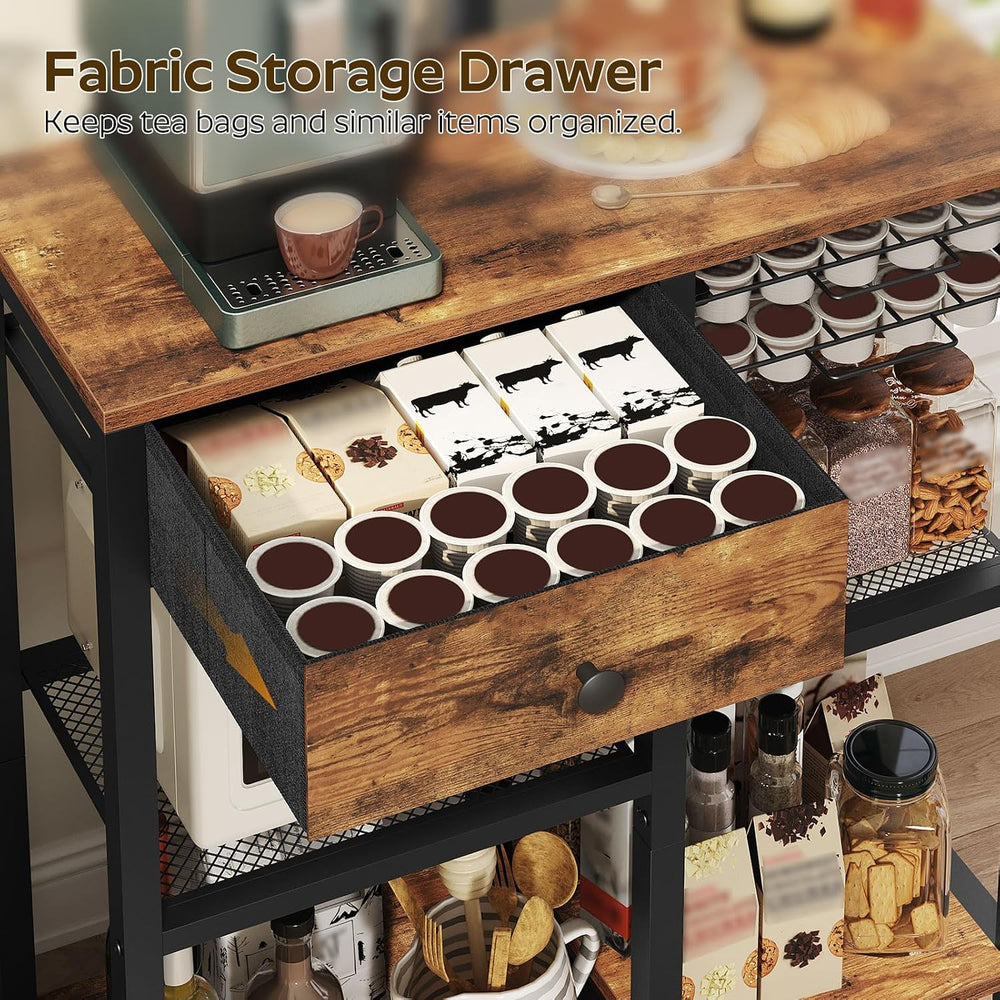 YATINEY Bakers Rack with Storage, 5-Tier Coffee Bar Station with Drawer, Kitc...