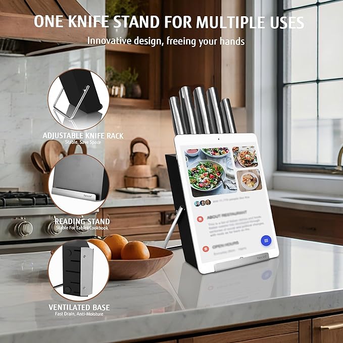 hecef 6-Piece Silver Stainless Steel Knife Set