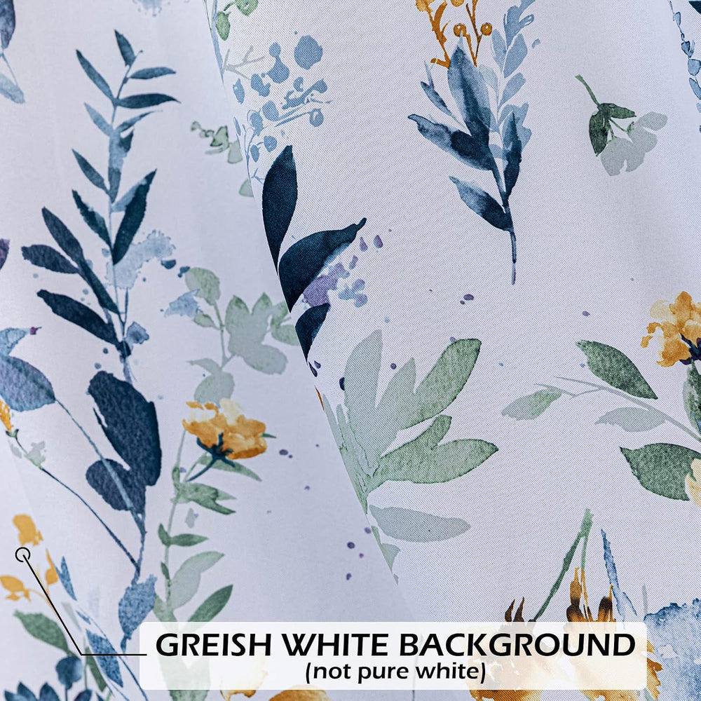 MYSKY HOME Floral Blackout Curtains 45 inch Length 2 Panels Yellow and Blue