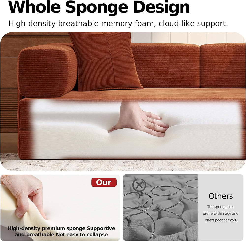 MoonSpeak 78.8'' Futon Sofa Bed, Boneless Couches for Living Room