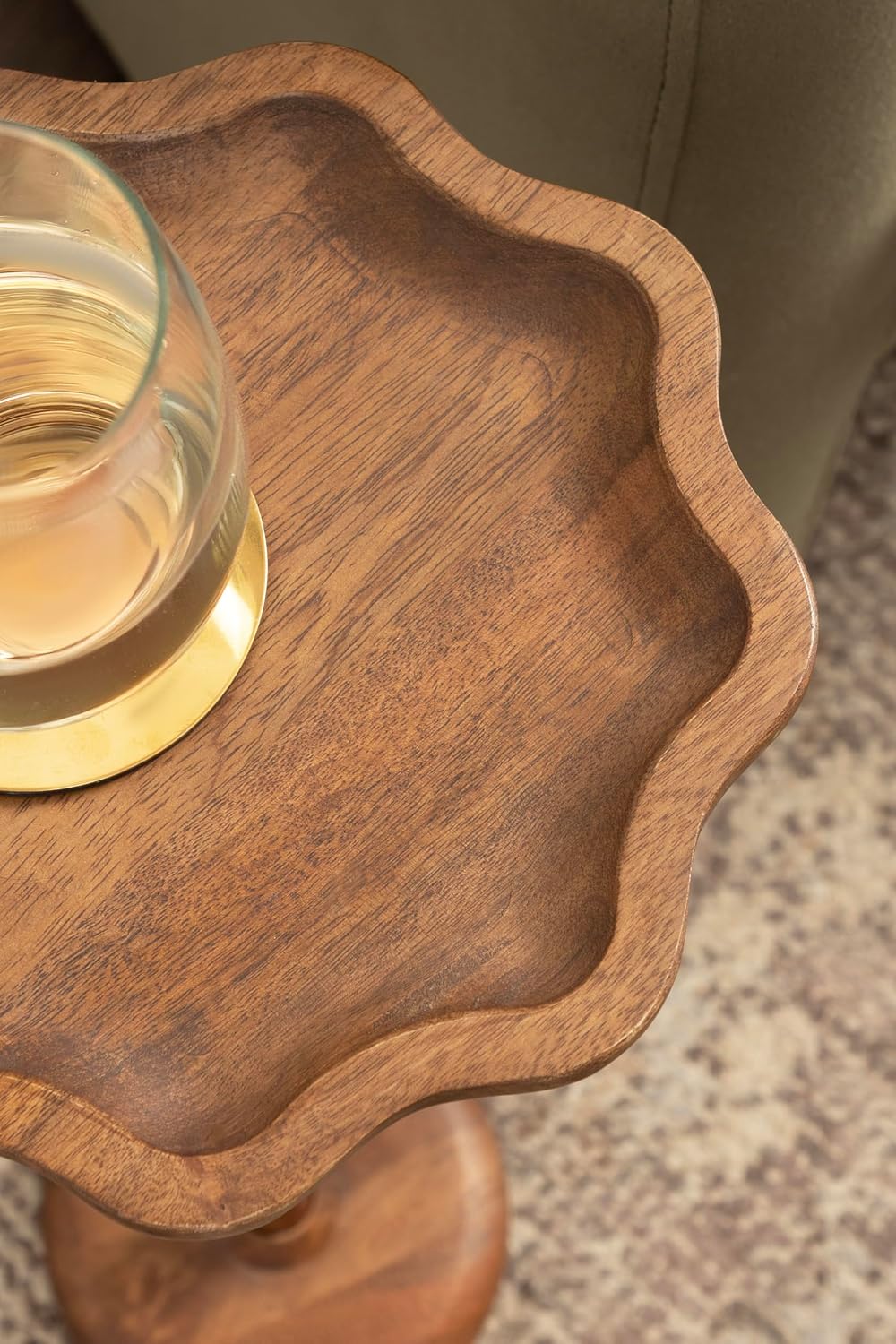 Kate and Laurel Alezar Modern Mango Wood Drink Table, 9 x 9 x 22, Walnut Brow...