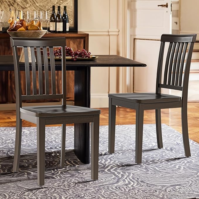 COLAMY Wooden Dining Room Chairs Set of 2, Spindle High Back Windsor Kitchen ...