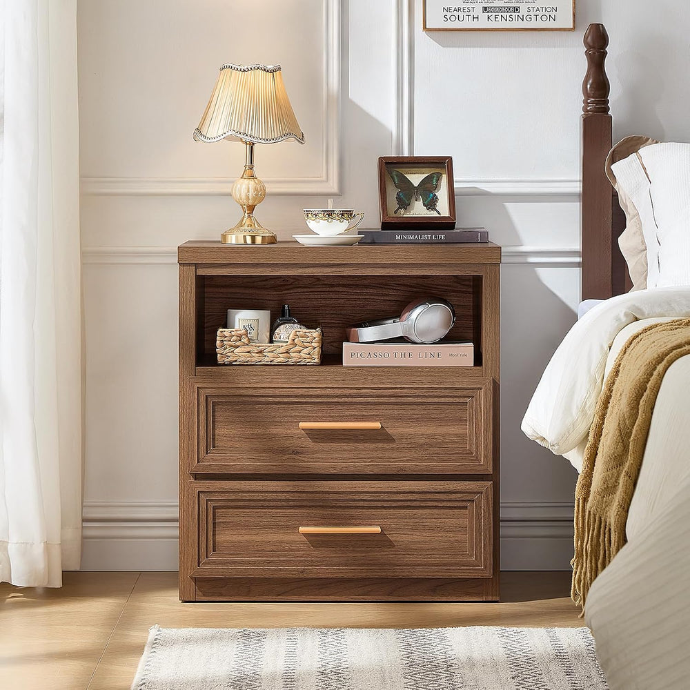 RWYHG 24'' Wide Farmhouse Night Stand with 2 Drawers,Wood Nightstand